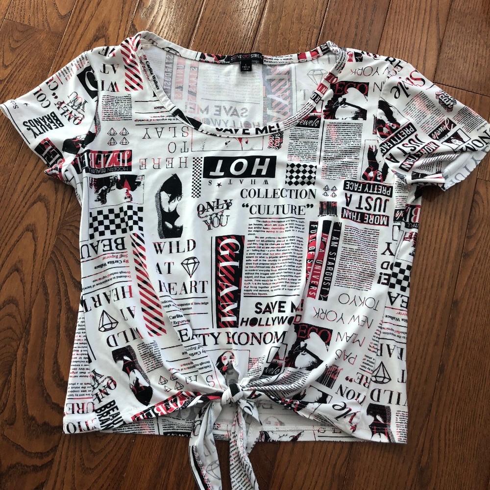 Love Streak L tie knot shirt / top